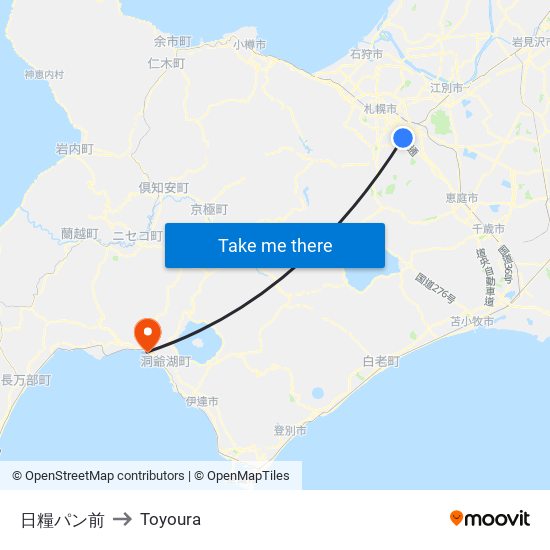 日糧パン前 to Toyoura map