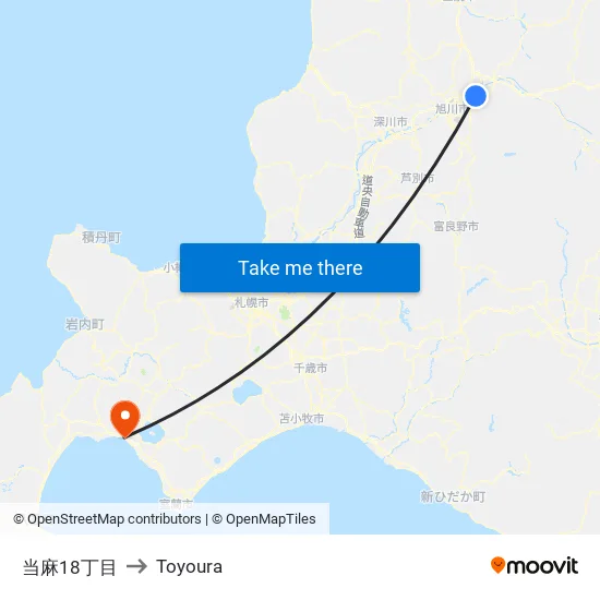 Toma 18-chome to Toyoura map