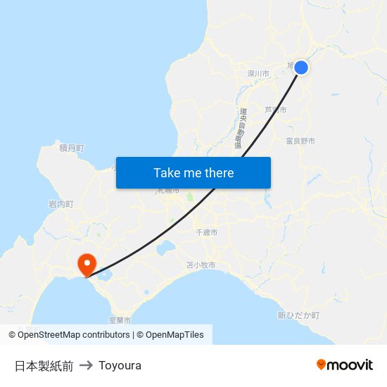 日本製紙前 to Toyoura map