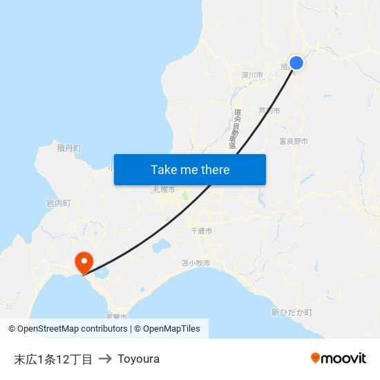 末広1条12丁目 to Toyoura map