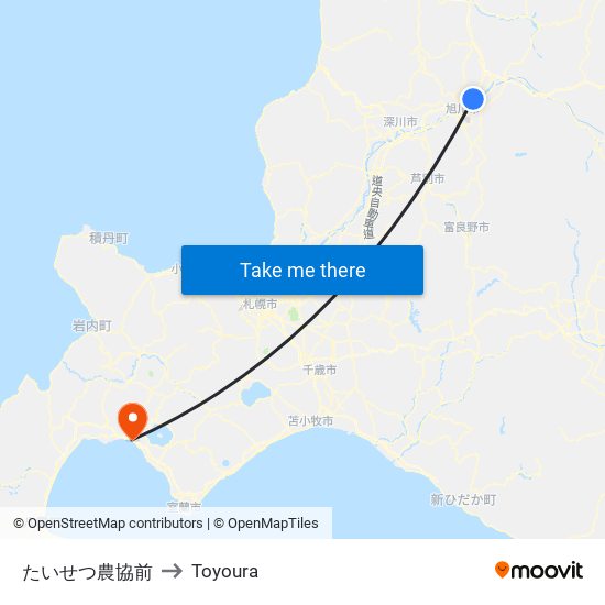 たいせつ農協前 to Toyoura map