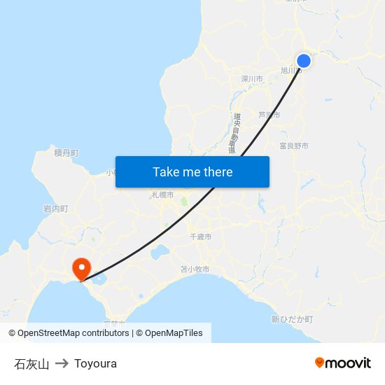 石灰山 to Toyoura map