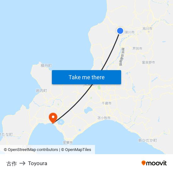 古作 to Toyoura map