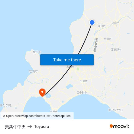 美葉牛中央 to Toyoura map