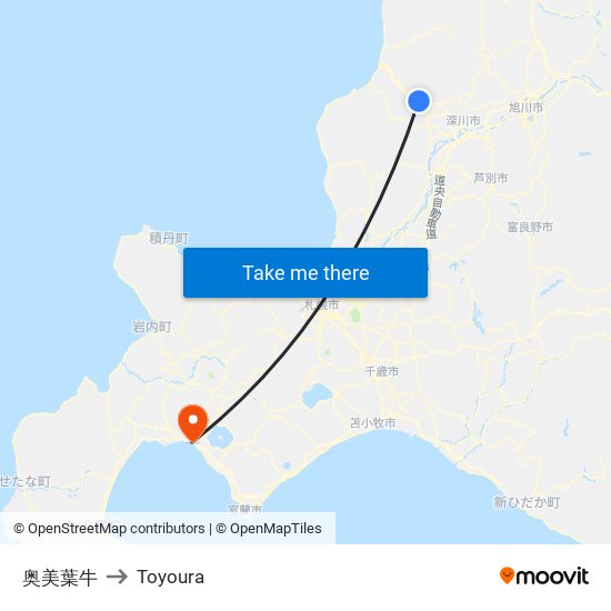 奥美葉牛 to Toyoura map