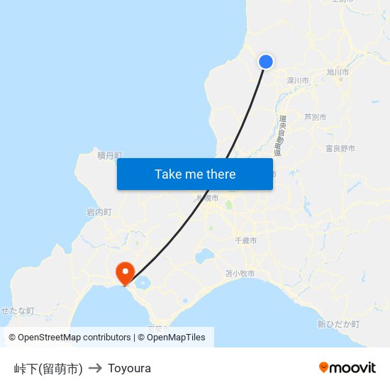 峠下(留萌市) to Toyoura map