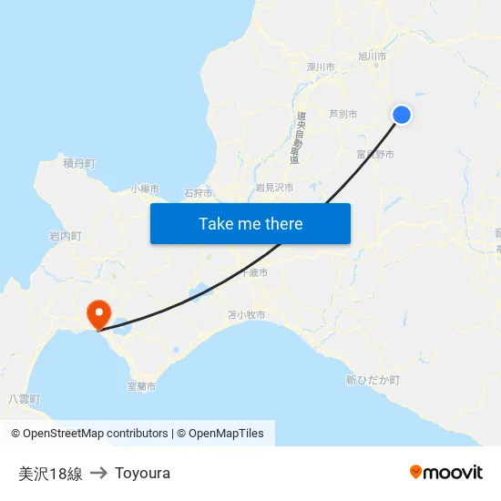 美沢18線 to Toyoura map