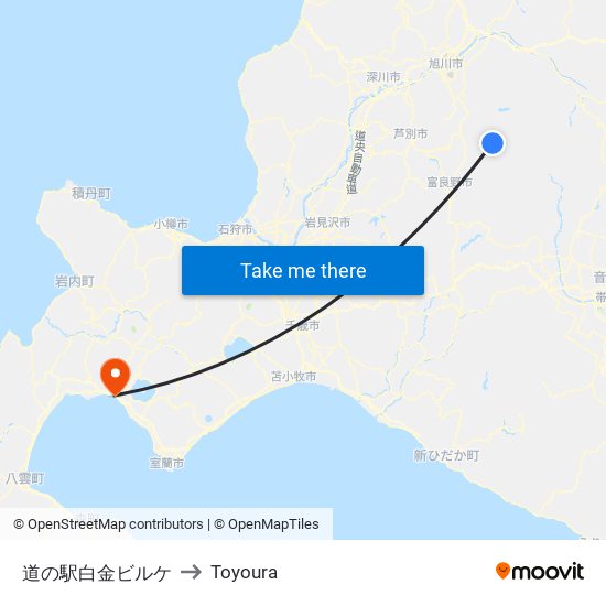 道の駅白金ビルケ to Toyoura map