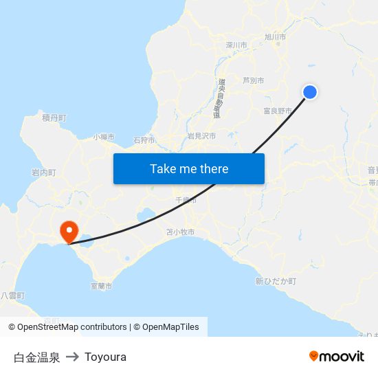 白金温泉 to Toyoura map