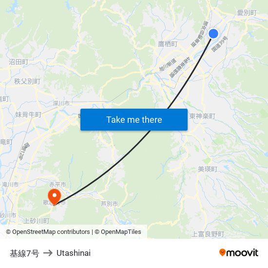 基線7号 to Utashinai map