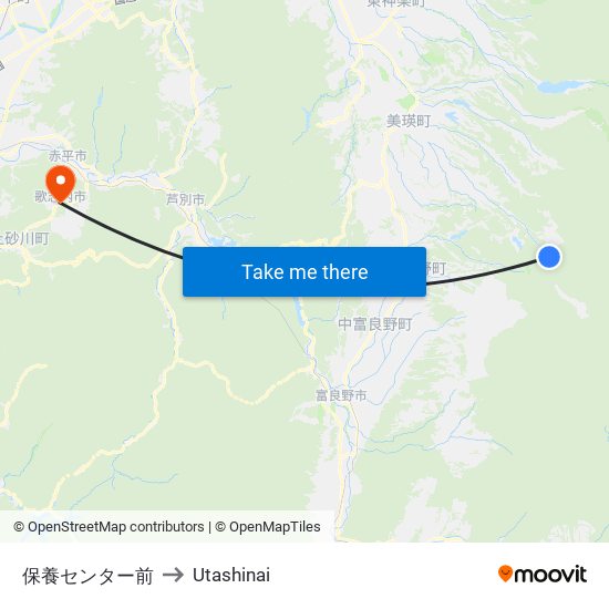 保養センター前 to Utashinai map