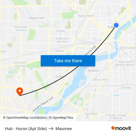 Hub - Huron (Apt Side) to Maumee map