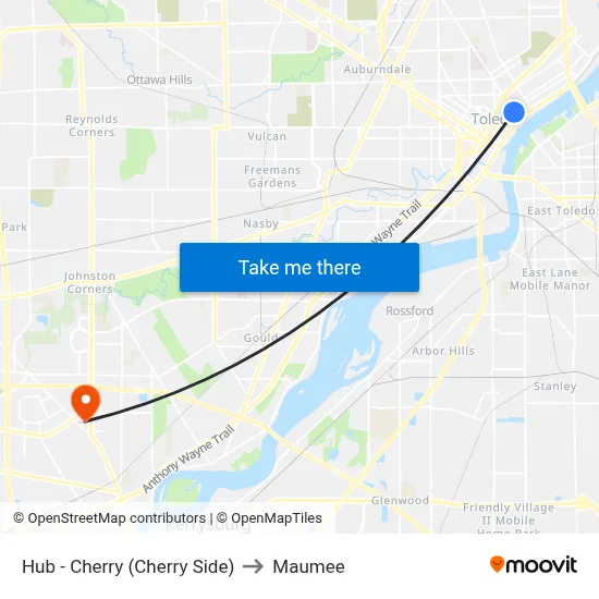 Hub - Cherry (Cherry Side) to Maumee map