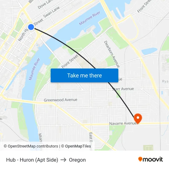 Hub - Huron (Apt Side) to Oregon map