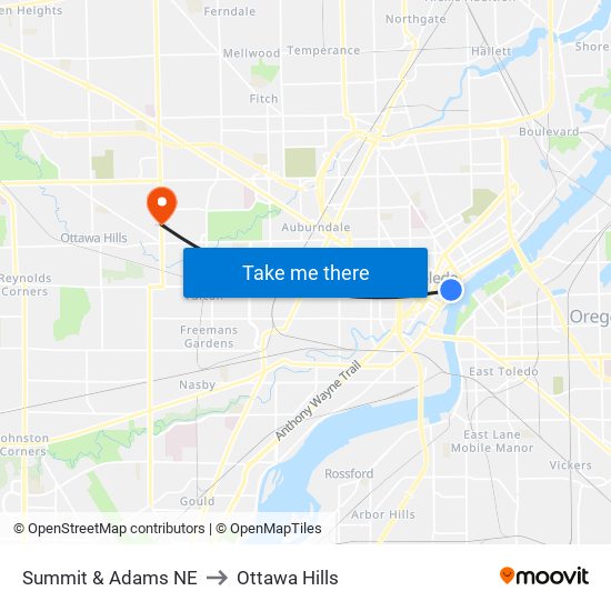 Summit & Adams NE to Ottawa Hills map