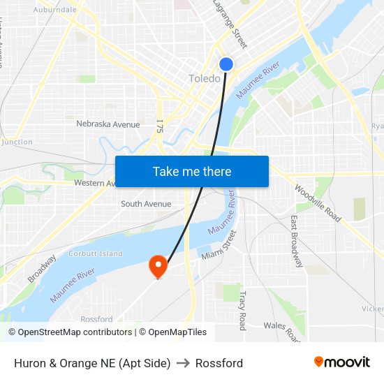 Huron & Orange NE (Apt Side) to Rossford map