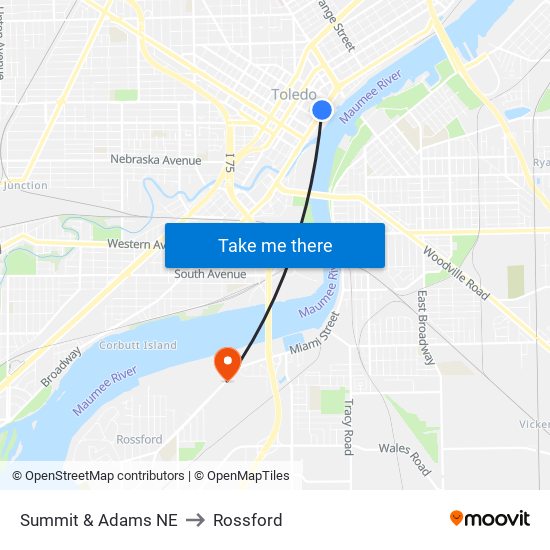 Summit & Adams NE to Rossford map