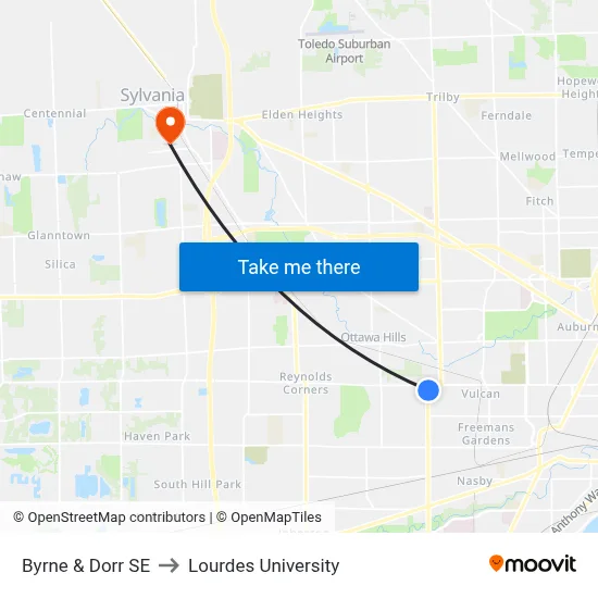 Byrne & Dorr SE to Lourdes University map