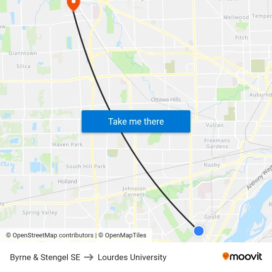 Byrne & Stengel SE to Lourdes University map