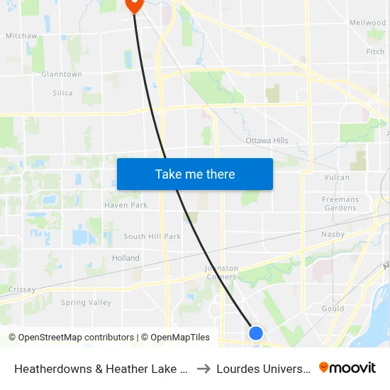 Heatherdowns & Heather Lake NE to Lourdes University map