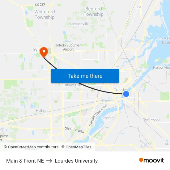 Main & Front NE to Lourdes University map