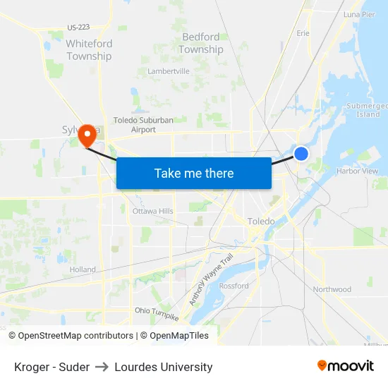 Kroger - Suder to Lourdes University map