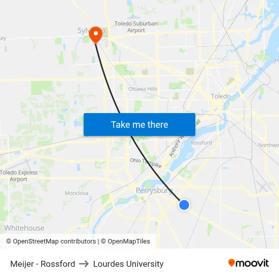 Meijer - Rossford to Lourdes University map