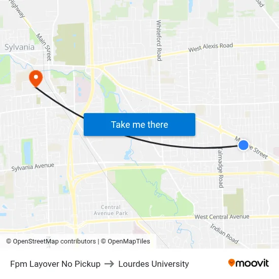 Fpm Layover No Pickup to Lourdes University map