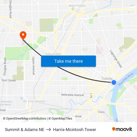 Summit & Adams NE to Harris-Mcintosh Tower map