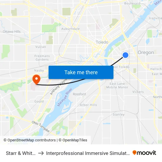 Starr & White NE to Interprofessional Immersive Simulation Center map