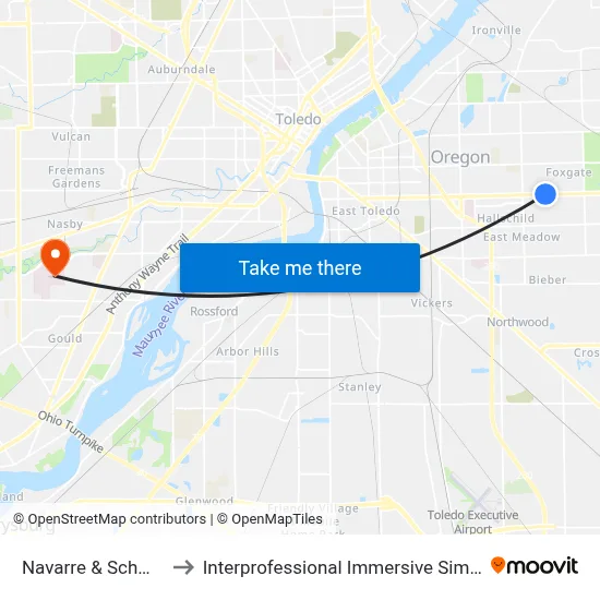 Navarre & Schmidlin NE to Interprofessional Immersive Simulation Center map