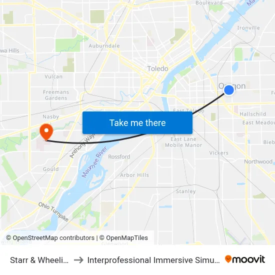 Starr & Wheeling NW to Interprofessional Immersive Simulation Center map