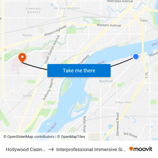 Hollywood Casino - Toledo to Interprofessional Immersive Simulation Center map