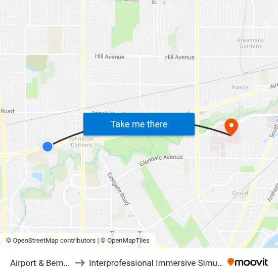 Airport & Bernath SW to Interprofessional Immersive Simulation Center map