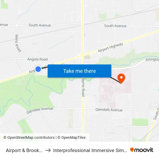 Airport & Brookview NE to Interprofessional Immersive Simulation Center map