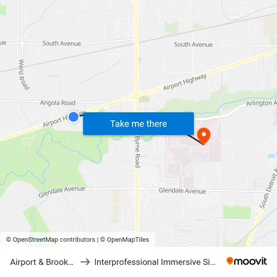 Airport & Brookview See to Interprofessional Immersive Simulation Center map