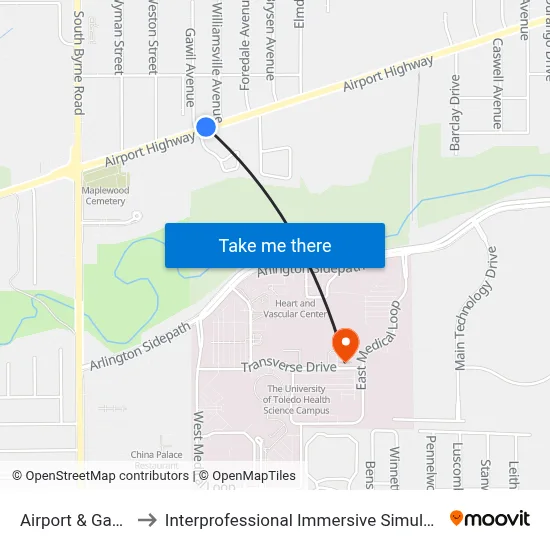 Airport & Gawil NE to Interprofessional Immersive Simulation Center map