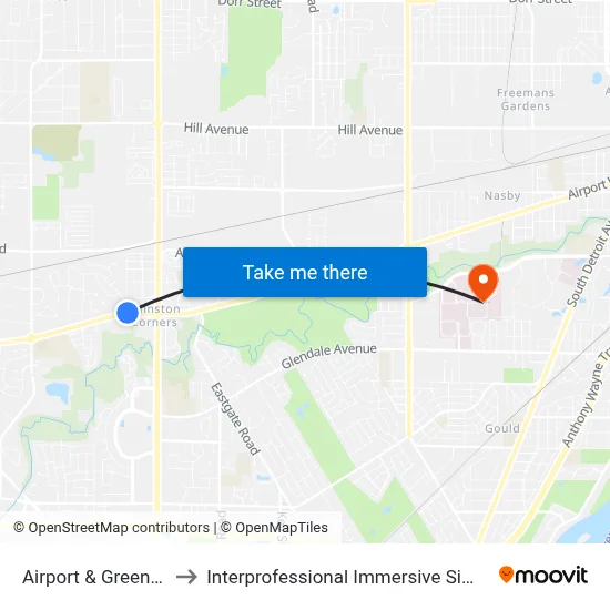 Airport & Greenridge NE to Interprofessional Immersive Simulation Center map
