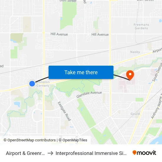 Airport & Greenridge NW to Interprofessional Immersive Simulation Center map