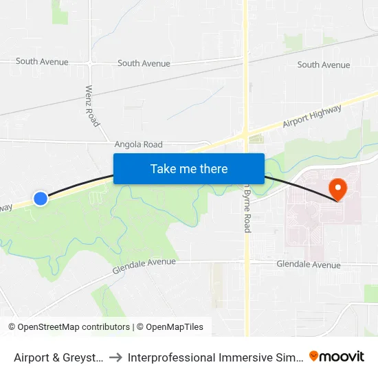 Airport & Greystone NW to Interprofessional Immersive Simulation Center map