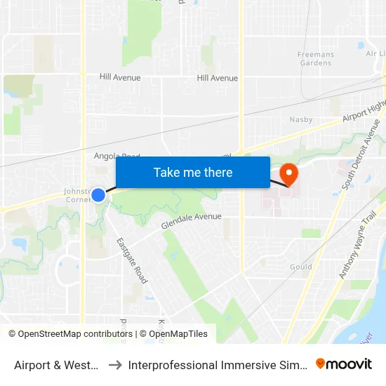 Airport & Westgate SW to Interprofessional Immersive Simulation Center map