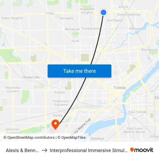 Alexis & Bennett SW to Interprofessional Immersive Simulation Center map