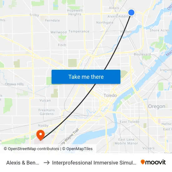 Alexis & Benore SE to Interprofessional Immersive Simulation Center map