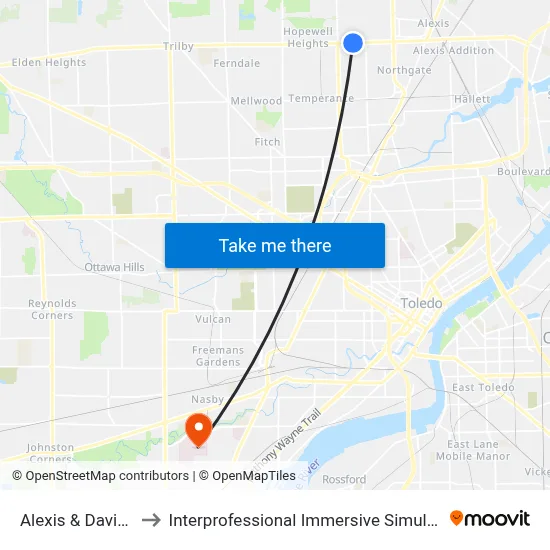 Alexis & Davida SW to Interprofessional Immersive Simulation Center map