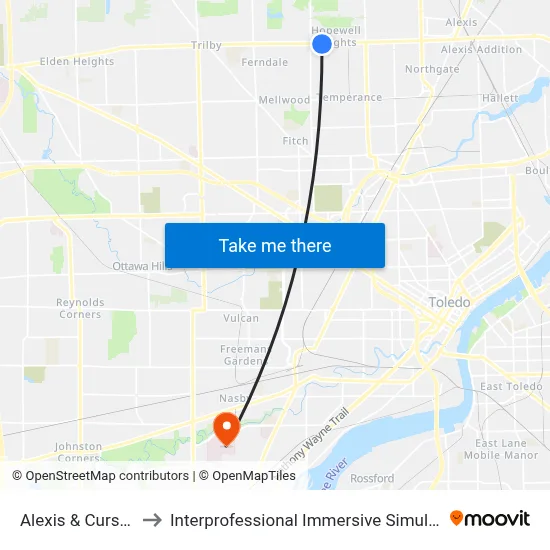 Alexis & Curson SW to Interprofessional Immersive Simulation Center map