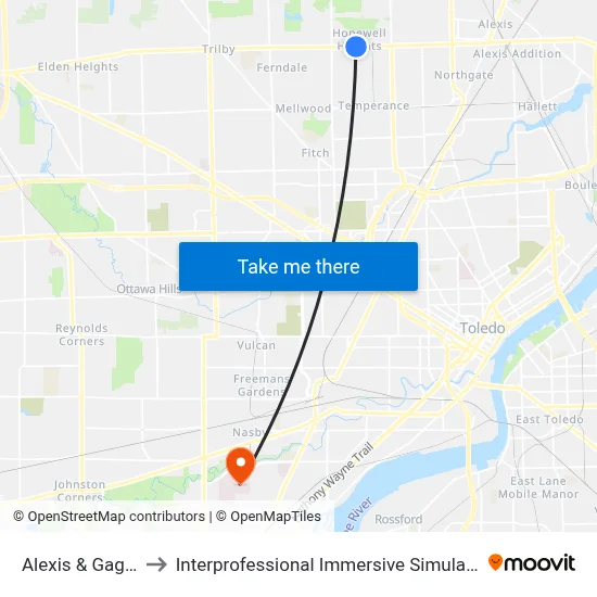Alexis & Gage SW to Interprofessional Immersive Simulation Center map