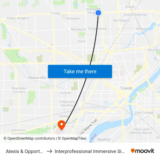 Alexis & Opportunity SW to Interprofessional Immersive Simulation Center map