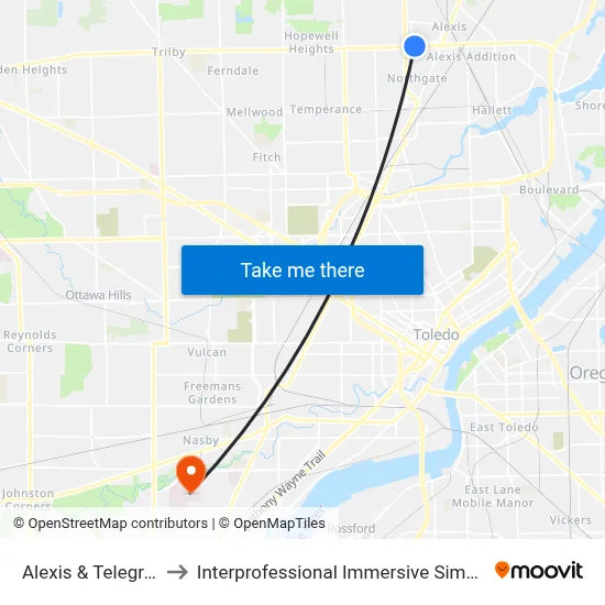 Alexis & Telegraph NE to Interprofessional Immersive Simulation Center map