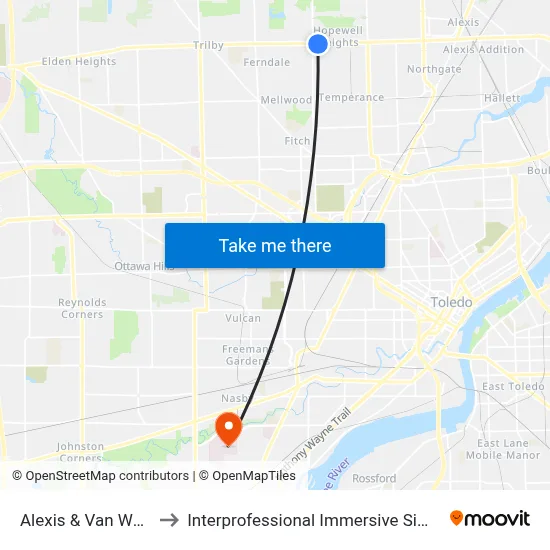 Alexis & Van Wormer SE to Interprofessional Immersive Simulation Center map