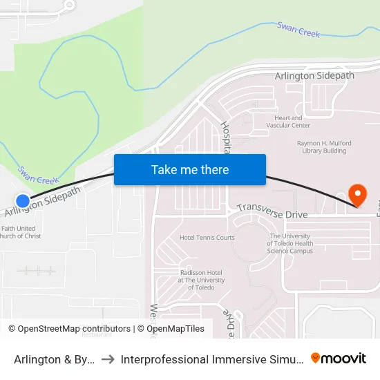 Arlington & Byrne NE to Interprofessional Immersive Simulation Center map